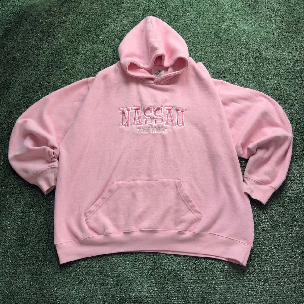 Pacific & Co Nassau Bahamas Pink Embroidered Hoodie Sweatshirt X-Large